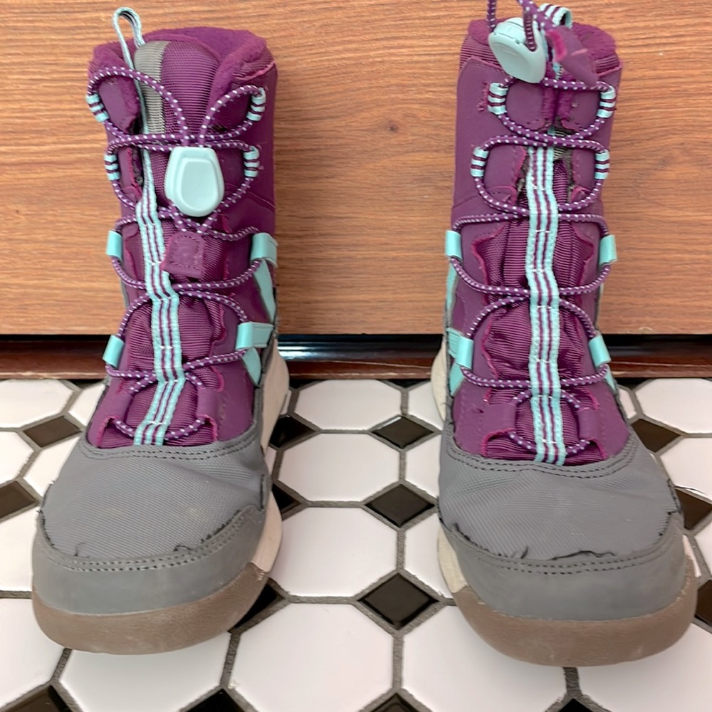 Merrell Girls Snow Crush Waterproof Boots Leather Purple Gray Winter Insulated 3